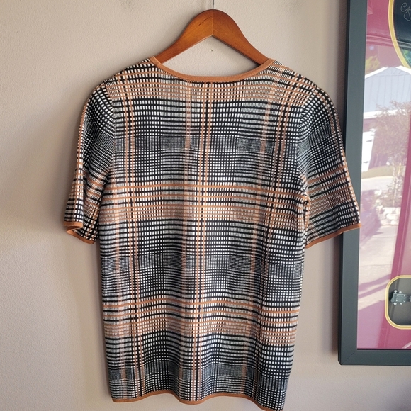 Beauty Ann Taylor Size Small Houndstooth Black & Chocolate Color Women's Sweater - Picture 2 of 9